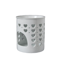 Brûleur d'huiles essentielles en céramique blanc en forme de cœur ouvert pour la Saint-Valentin, brûleur de cire, diffuseur d'arômes et d'encens aux graines