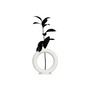 Vase à fleurs rond blanc, plantes artificielles, porte-fleurs, vases en métal décoratifs, prix bas, pot à fleurs rond, décoration d'intérieur - Product Image 1