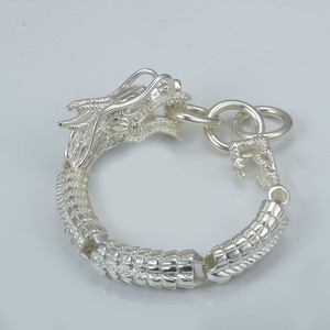 Unique Design Dragon <strong>Bracelet</strong> for Men <strong>Solid</strong> 925 Sterling <strong>Silver</strong> Three Dragon Body Link Chain Adjustable Length <strong>Bracelet</strong> - Product Image 2