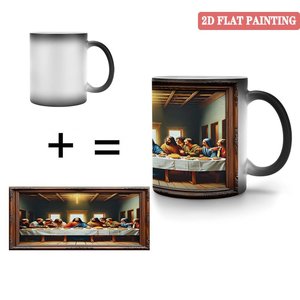 Christmas Birthday Gift Mug 11oz <b>Ceramic</b> Frosted Black Heat Sensitive Color Changing <b>Cup</b> - Product Image 4