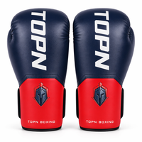 Gants de boxe personnalisés TOPN avec logo, pour adultes et jeunes, équipement d'entraînement de kickboxing et de Sanda, en cuir microfibre, fermeture réglable avec boucle de poignet