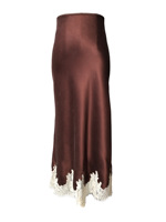 Ensemble deux pièces vintage pour femme : haut en dentelle française et jupe courte en soie épaisse, respirant, couleur unie, idéal pour l'été (ODM)