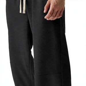 Pantalon de survêtement décontracté noir pour homme Rixo Enterprises, taille élastique, cordon de serrage, poches latérales, tissu en toile, séchage rapide, été, 100% - Product Image 2