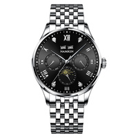 Montre automatique multifonction personnalisée avec phases lunaires, mouvement automatique, acier inoxydable 316L, jour, mois, montres mécaniques pour hommes