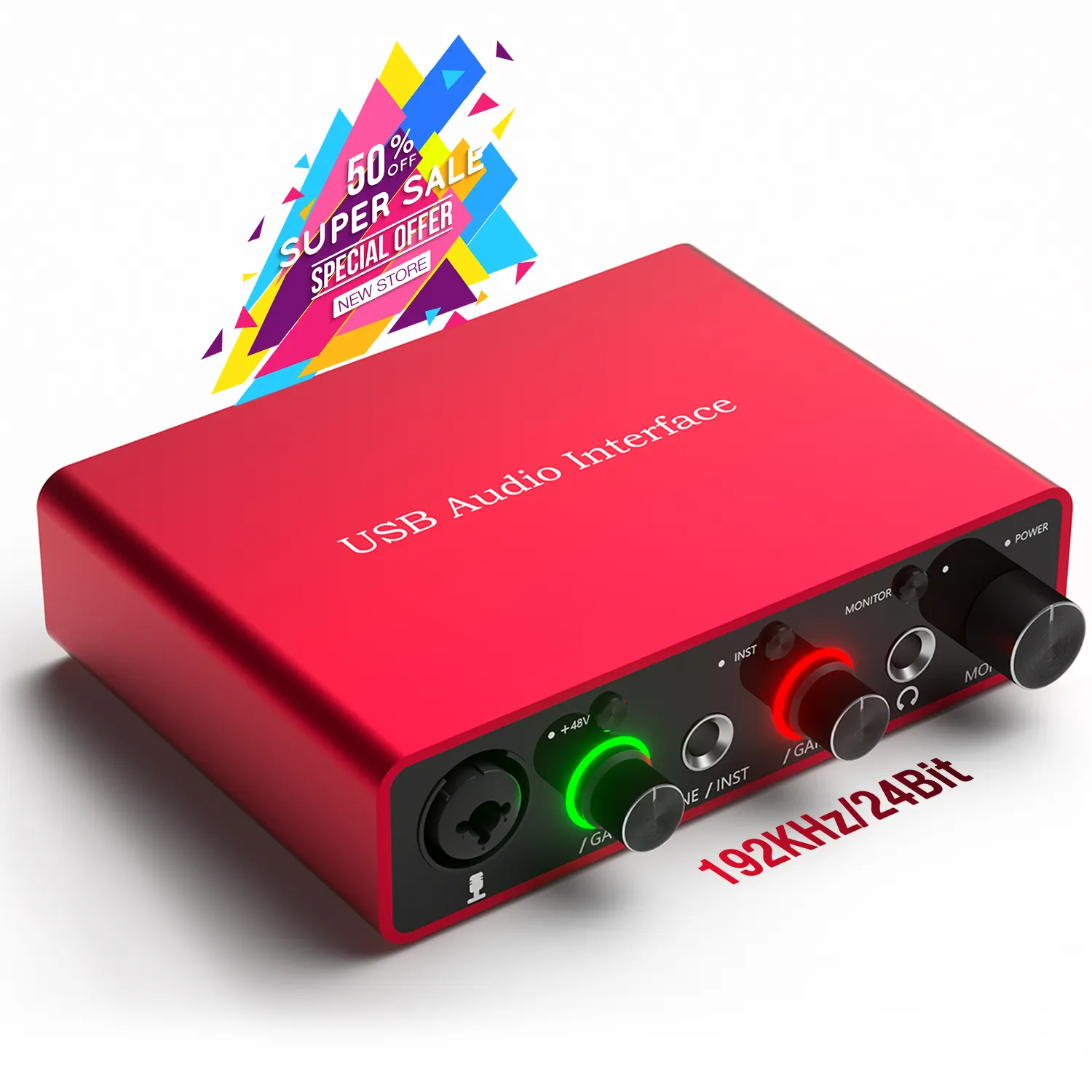 Dukungan XLR mikrofon de Audio Mixer Studio 48V Phantom Power rekaman Podcast 192kHz USB Audio antarmuka kartu suara