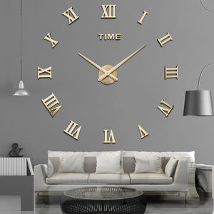 Grande Horloge Murale à Chiffres Romains 3D DIY sans Cadre et Silencieuse, Autocollant Décoratif pour Salon, Décoration de Maison - Product Image 2