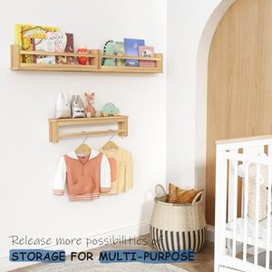 <span class=keywords><strong>Étagère</strong></span> <span class=keywords><strong>murale</strong></span> en bois naturel pour <span class=keywords><strong>chambre</strong></span> d'enfant, <span class=keywords><strong>étagère</strong></span>s flottantes en bois de 24 pouces pour <span class=keywords><strong>chambre</strong></span> de bébé garçon ou <span class=keywords><strong>fille</strong></span> - Product Image 2