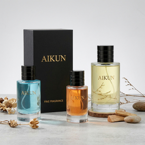 Aikun - Juego de Perfume Recargable en Frasco de Vidrio Transparente con Tapa Negra y Líquido de Colores, para Viajes, Venta al por Mayor, Caja de Regalo - Product Image 2