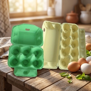 Plateau à œufs rectangulaire en pulpe de papier et bagasse de canne à sucre, personnalisable, écologique, biodégradable, sans PFAS, compatible micro-ondes, de qualité industrielle - Product Image 2