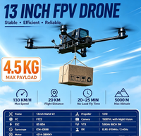Drone FPV professionnel de 13 pouces, charge utile de 4,5 kg, portée de 10 km, caméra HD 4K, moteur sans balais, télécommande en carbone, 30 min d'autonomie