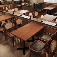 Table et chaises de style chinois vintage pour usage commercial, café, bar, bois massif transparent, combinaison de style occidental, restaurant, bar à manger