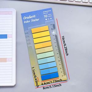 Paquete de 6 Notas Adhesivas con Degradado de Color, Etiquetas Transparentes de PET, Regla, Tarjetas de Notas, Marcadores de Libros - Product Image 2