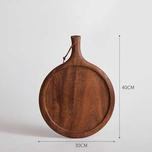 Planche à découper en bois de noyer naturel, planche de service rainurée pour pizza, avec poignées, pour les fêtes, la cuisine - Product Image 3