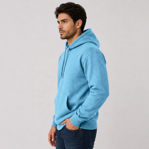 เสื้อสเวตเชิ้ตผู้ชายสีฟ้าอ่อน ทรงปกติ ผ้าฝ้ายเทอร์รี่ 100% กันน้ำ สวมใส่สบาย มีกระเป๋าหน้า เหมาะสำหรับฤดูหนาว - Product Image 3