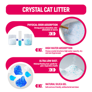 Arena para Gatos de Sílice No Tóxica al por Mayor, Súper Desodorizante, Tamaño de Bolsa Personalizado, Arena para Gatos de Cristal - Product Image 2