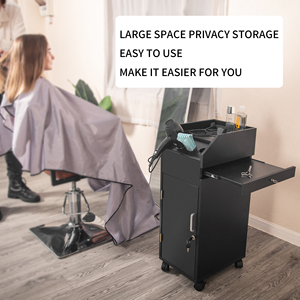 Carrello da barbiere nero con serratura per mobili economici all'ingrosso con ruote carrello per parrucchiere di bellezza - Product Image 4