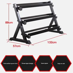 Soporte de Mancuernas Hexagonal de 3 Niveles para Gimnasio en Casa o Uso Comercial, Estructura de Acero Metálico, Almacenamiento Vertical para Pesas - Product Image 2