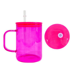 Venta al por mayor EE. UU. almacén colorido gelatina 17oz sublimación en blanco transparente alto borosilicato coloreado vidrio <span class=keywords><strong>Camper</strong></span> tazas - Product Image 5