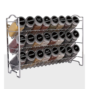 Ensemble d'organisateurs de pots à épices extensibles en acier au carbone à fixer au mur, pour cuisine, vente en gros, personnalisable, best-seller, avec support - Product Image 2