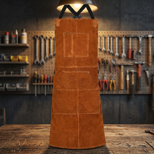 Leather Bib <b>Apron</b> With Multiple Pockets Classic Style For Work Use Brown Color - Product Image 4
