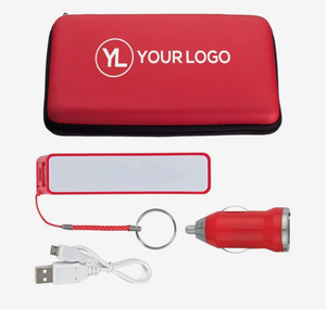 Kits de voyage de luxe personnalisés avec batterie externe 2200 mAh, chargeur portable, kit de charge de voyage, cadeau promotionnel, vente en gros - Product Image 5