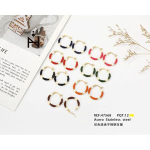 Orecchini a Cerchio in Acciaio Inossidabile Placcati Oro, Bicolore Verde e Nero, Gioielli da Festa alla Moda per Donne, Orecchini Pendenti Trendy - Product Image 4