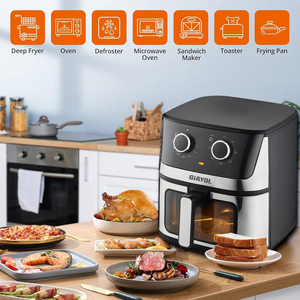 Friggitrice ad aria senza fumo intelligente multifunzione automatica in acciaio inossidabile 7L grande capacità manuale quadrato - Product Image 6