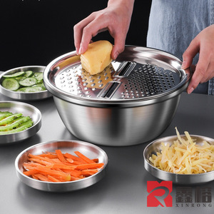 Stainless Steel <b>Colander</b> <b>Strainer</b> 24cm 26cm 28cm 30cm Kitchen Vegetable Washing Rice Rinsing Drain Basket - Product Image 2