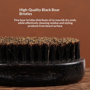 Cepillo de limpieza de cuello de madera de caucho premium con cerdas suaves de jabalí para peinado retro y cuidado de la barba - Product Image 2