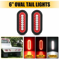 2x feux arrière ovales rouges et blancs à LED de 6 pouces, feux de freinage, de recul et de signalisation pour camions, remorques, bus, caravanes, camping-cars, UTV