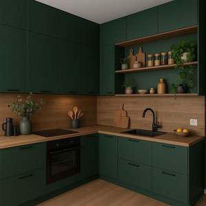 Cuisine américaine de luxe sur mesure, meubles de cuisine, design en placage de bois, armoires de cuisine - Product Image 3