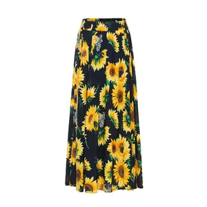 Floral Print Midi Tiered Skirt Maxi Long Skirts For Women