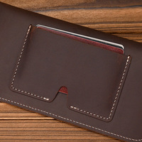 Dompet Panjang Pria Tas Amplop Kulit Kuda Gila Antik Tas Ponsel Dompet Sederhana Ritsleting Kulit Asli Model Ultra-tipis