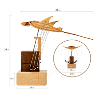 JHISEN Sculpture Cinétique Rechargeable en Bois Raie Manta, Automatisme Mécanique Artisanal, Décoration de Bureau Art Déco pour Vente en Gros aux Boutiques de Cadeaux