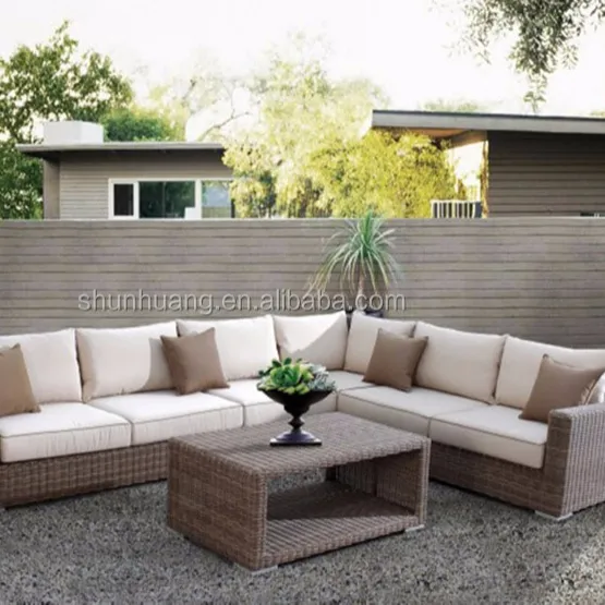 Outdoor wicker mobili rotondo colore marrone rattan divano tre posti divano