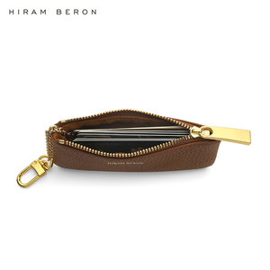 Hiram Beron – porte-clés en cuir de veau doux de haute qualité pour femmes, portefeuille marron clair, vente en gros - Product Image 5