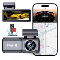 Caméra de tableau de bord de voiture noire avec double objectif, système de suivi WiFi 4K, contrôle par application, grand angle de 180 degrés, GPS, étanche