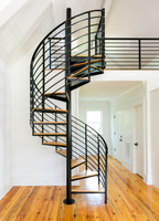 Système d'escalier hélicoïdal intérieur personnalisé avec marches en bois massif pour villa, escalier en spirale en bois pour projets de maisons de luxe