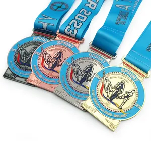 Medaglia produttore Custom metallo oro argento rame premio Triathlon corsa medaglie sportive e trofei Custom medaglia maratona