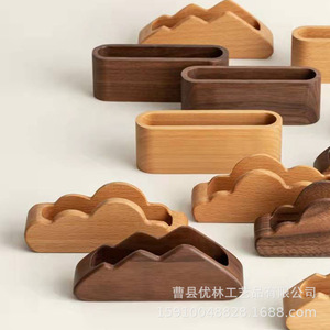 Porte-cartes de visite en bois, longueur 13 cm, boîte de rangement pour bureau, pour cartes - Product Image 2