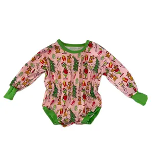 LZ2021 baby onesie toddler Sweater Romper Christmas grinchs in pink printing long sleeve baby clothes romper