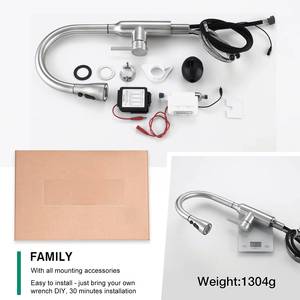 ก๊อกน้ำอัตโนมัติสำหรับอ่างล้างจาน ดีไซน์คลาสสิกร่วมสมัย พร้อมเซ็นเซอร์สัมผัสอัจฉริยะ ผลิตจากสแตนเลส 304 ขัดเงา พร้อมวาล์วเซรามิก - Product Image 3