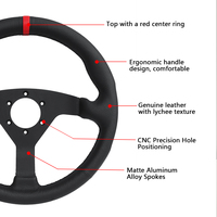 Volante Deportivo de Cuero Granulado de 320 mm de Diámetro, 6 Orificios de Montaje, para Modificación de Automóviles y Simuladores de Conducción