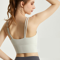 Sujetador Deportivo de Yoga para Mujer FH, Sólido, Transpirable, de Alta Sujeción, de Nailon, Sin Costuras, Sin Tirantes, de Cintura Alta, de Alta Calidad