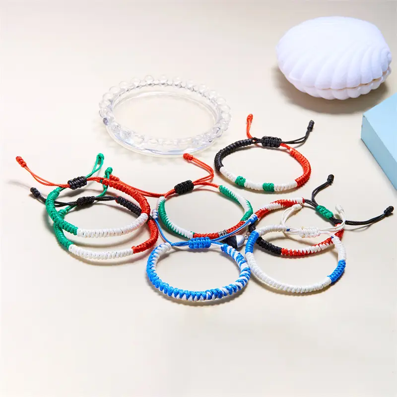 Wholesale Palestine Israel Flag Braided Bracelet For Women Men Colorful Adjustable Rope Knot Bracelets Pulsera Jewelry