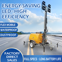 Nouvelle tour d'éclairage mobile BMN4000 certifiée CE, hauteur de levage de 9 m, rotation à 360°, éclairage LED sur remorque pour travaux de construction et routiers