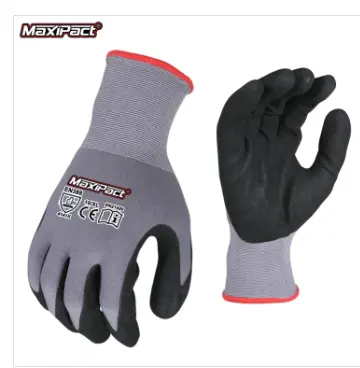 MaxiPact Gants de travail de protection des mains en nitrile fini sableux multi-usages résistants à l'usure