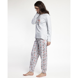 ชุดนอนผู้หญิงแขนยาวลายพิมพ์นกฮูกสำหรับฤดูหนาว ขอบเอวยืดหยุ่น ระบายอากาศได้ดีและให้ความอบอุ่น - Product Image 2