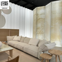 Canapé modulaire en tissu style crème, entièrement déhoussable, mousse haute densité, idéal pour les zones de réception familiales modernes et minimalistes