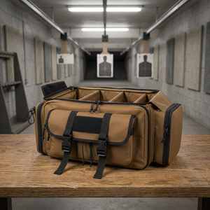 Sac de transport tactique pour armes à feu en tissu 600D couleur Tan, plusieurs compartiments, fermeture éclair, 8 compartiments souples et rigides résistants à l'eau pour le tir - Product Image 3